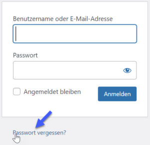 wordpress login fenster passwort vergessen