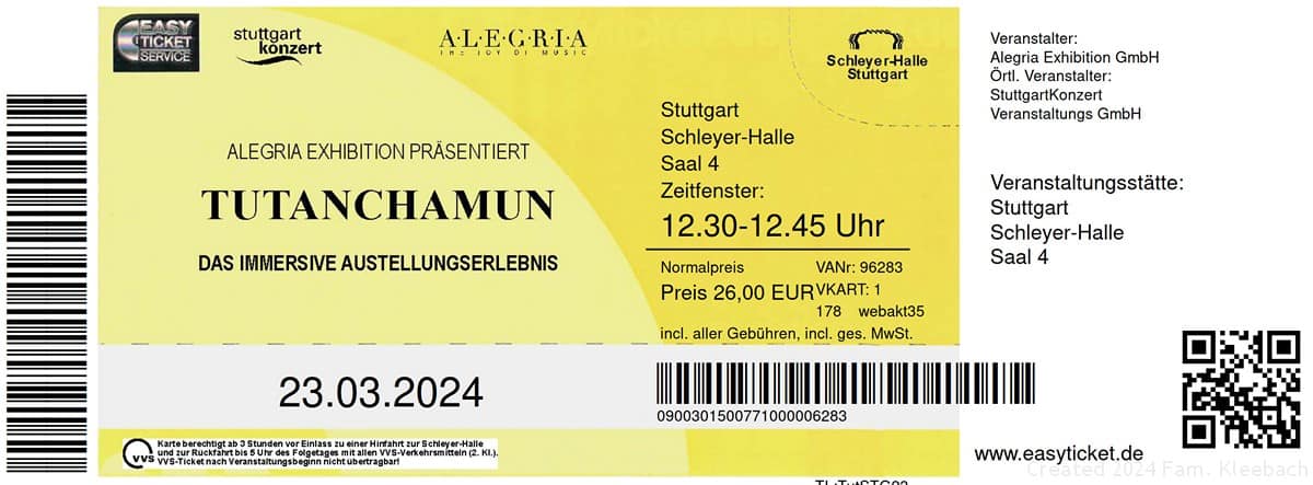 Stuttgart Tutanchamun 2024 03 23 ticket